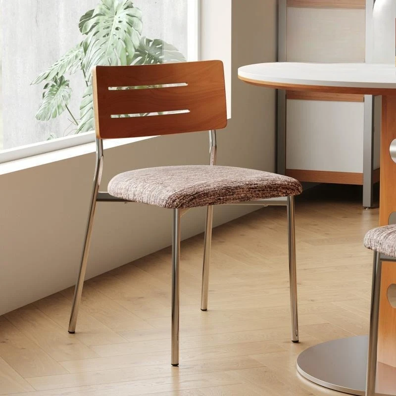 Medieval dining chair household solid wood fabric soft bag dining table and chair thickened backrest wrought iron senior