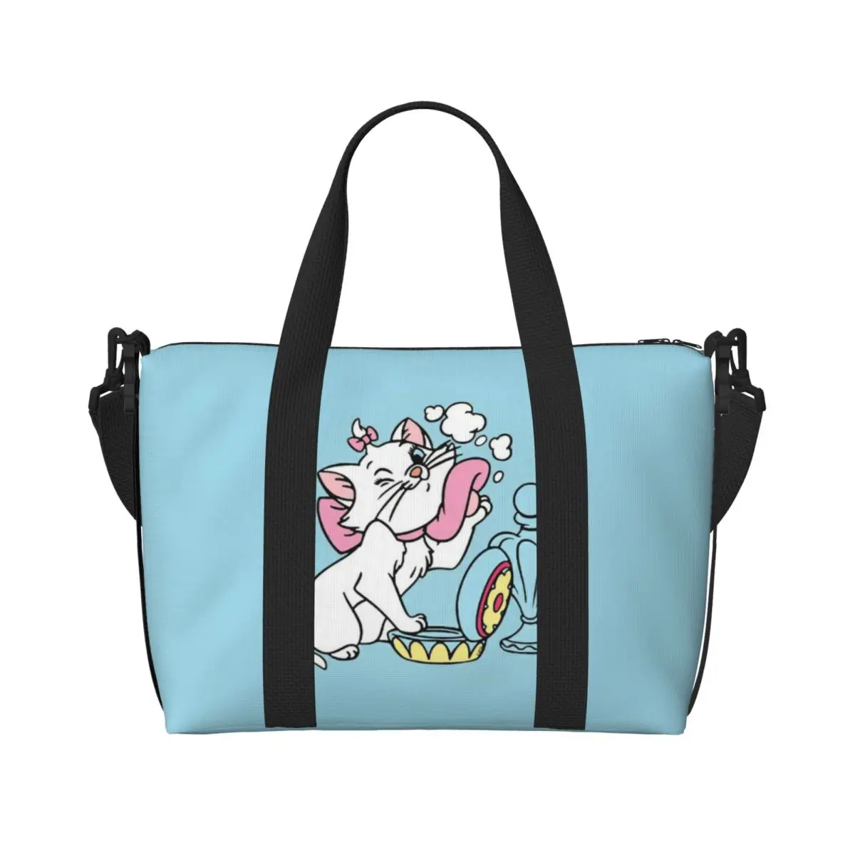 

Custom M-Marie Cat Cartoon Tote Bag for Women Big Capacity Gym Beach Travel Bags