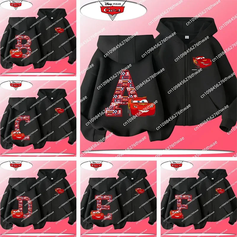 

Детская толстовка с капюшоном на молнии и алфавитом «Тачки мира» 2022, пальто с мультяшным принтом Диснея, повседневная рубашка для мальчиков и девочек