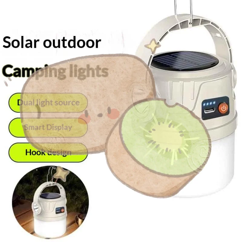 ضوء التخييم طويل التحمل يعمل بالطاقة الشمسية يدعم شحن النوع c في الهواء الطلق المحمولة خيمة ضوء خطاف ضوء الطوارئ #1