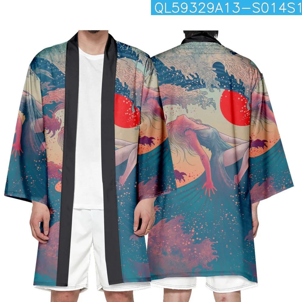 

Yukata Robe Clothing Loose Cardigan Women and Men Harajuku Japanese Long Kimono Cosplay Haori Blouse Tops