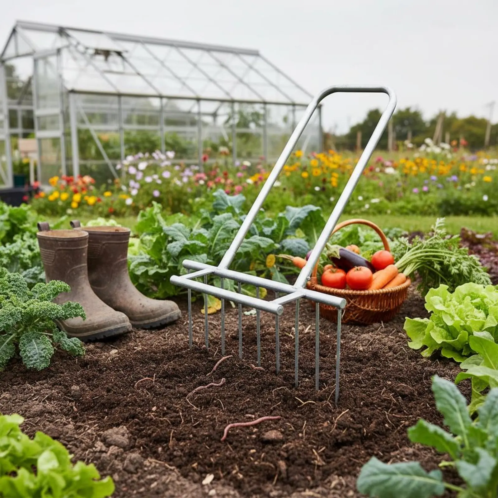 Garlic Digger Multi-Purpose Manganese Steel Digging Fork Potato Digging Fork Heavy Duty Farm Tool Long Handle for Garden