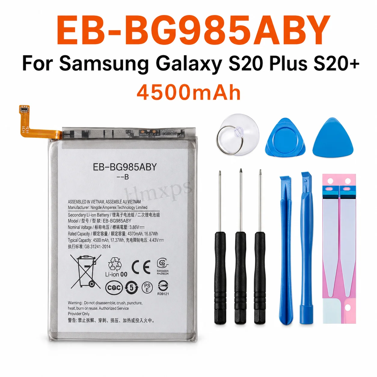 High Capacity Replacement Battery for Samsung Galaxy S21 FE S20 Plus S20 Ultra S20 4000mAh 4500mAh 5000mAh Long Lasting + Tools
