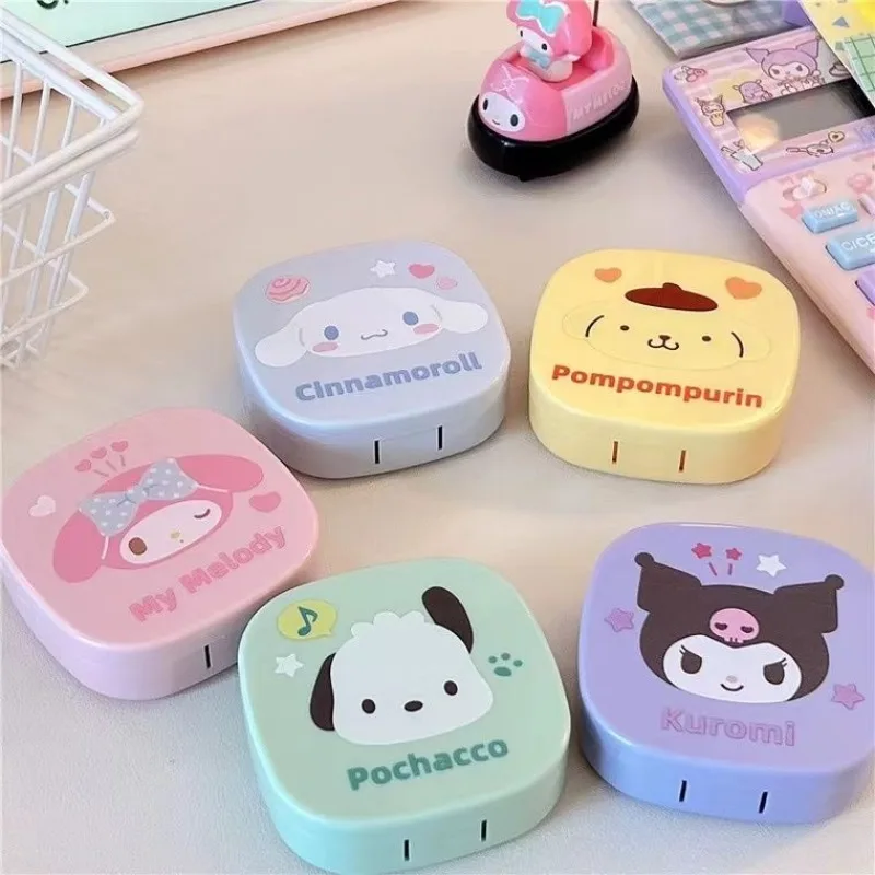 

Kuromi Cinnamon Roll Pudding Dog Wai Contact Lens Case Cartoon Cute Sanrio Portable Contact Lens Case with Mirror Girl Travel