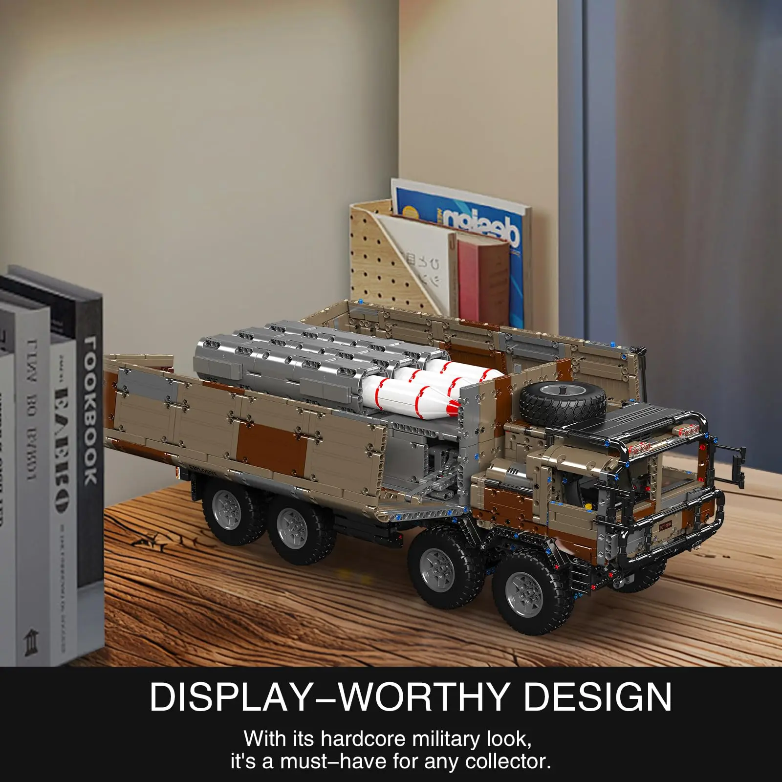 ตัวต่อ Mould King 20044 รถขีปนาวุธทหาร 8x4 รุ่นทะเลทราย ของเล่นตัวต่อแบบประกอบเอง ควบคุมด้วยแอพพลิเคชั่น พร้อมรีโมทคอนโทรล ชุดตัวต่อสำหรับเด็ก