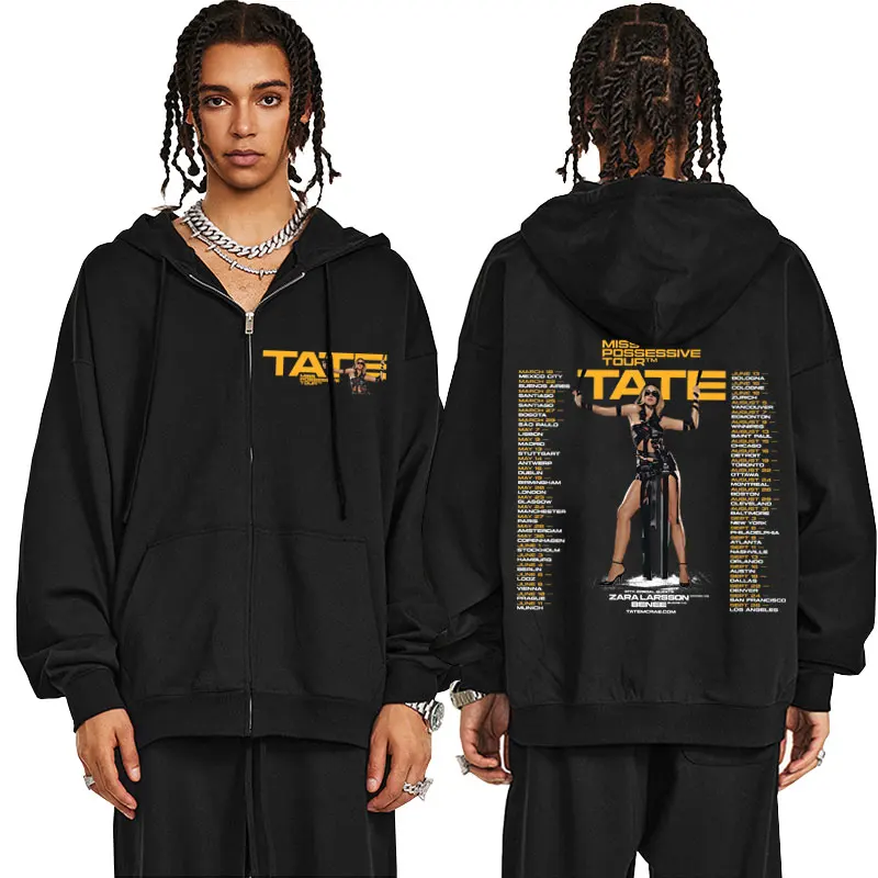 

Tate McRae 2025 Concert Zipper Hoodie So Close To What Album Miss Possessive Tour 2025 Jacket Men Women Oversized Zip Up Hoodies