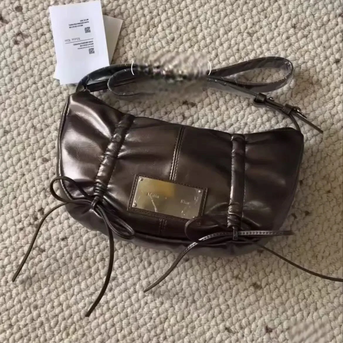 Matin Kim Neue Mode Geraffte Schultertasche mit Kordelzug, Unterarm-Handtasche für Damen – Detail 8