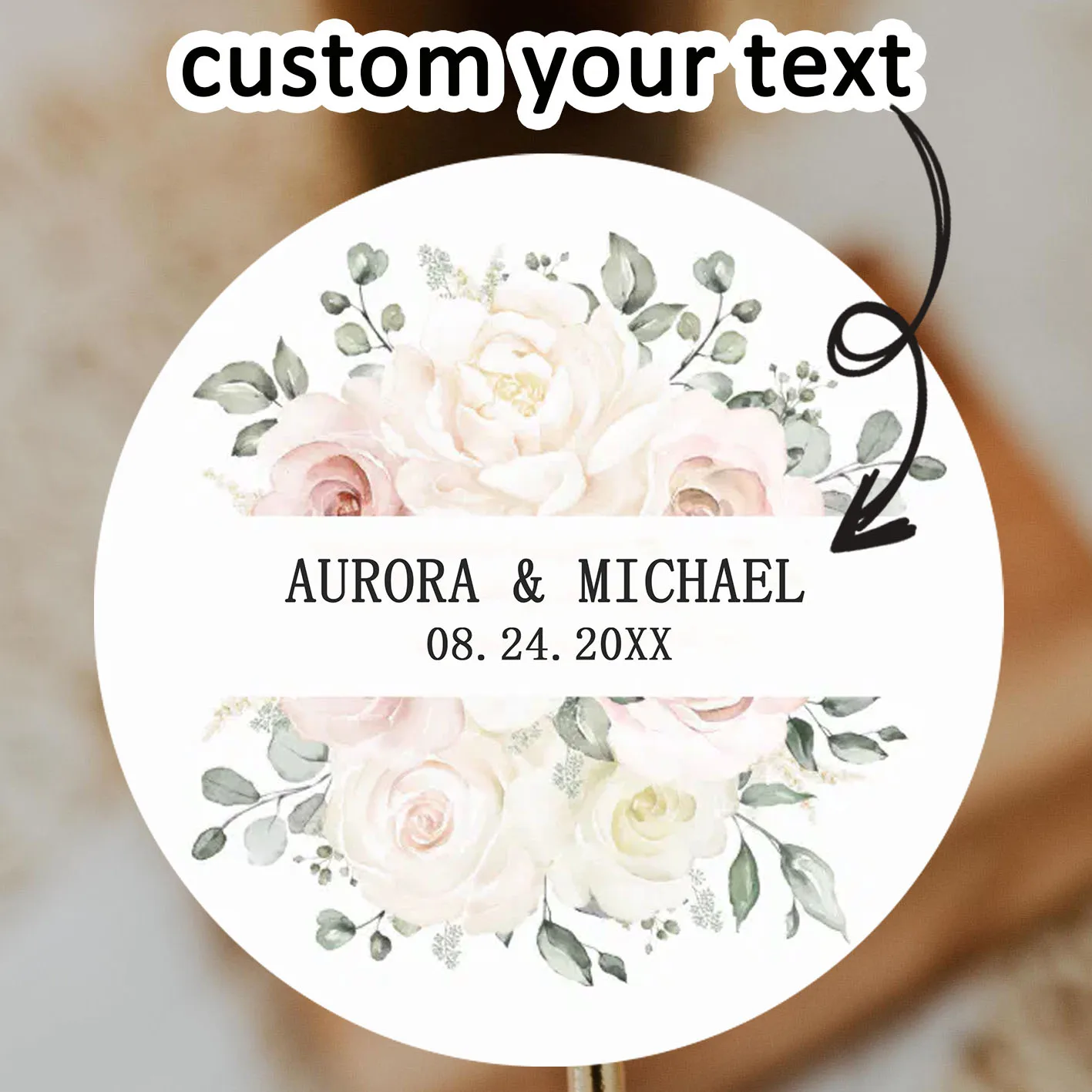 

90pcs personalized name and birthday stickers (for weddings, baptisms, party invitations)