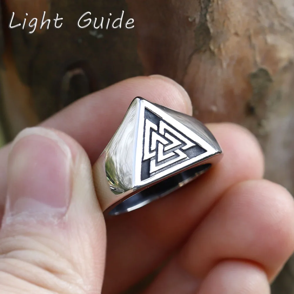 

2022 NEW Men's 316L stainless-steel rings Amulet Ring Triangle Odin for teens gothic punk fashion Jewelry Gift free shipping