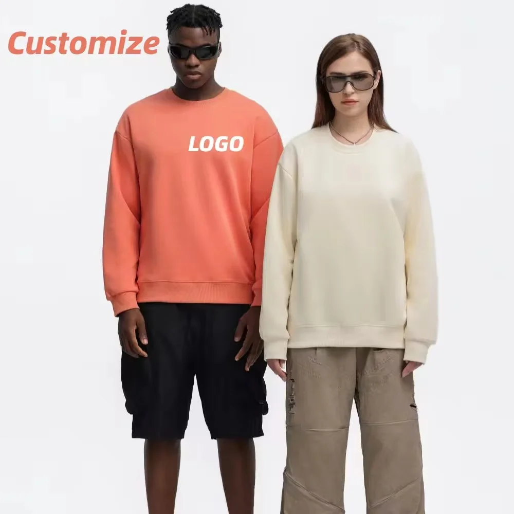 300 grams retro trendy round-neck hoodie, stylish and simple casual sportswear shirt, custom DTG printed with logo