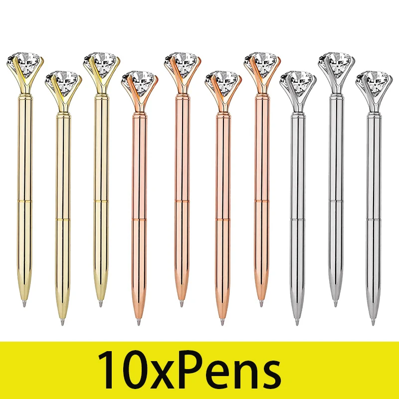 10 Pens Diamond Pens Cute Ballpoint Pens Office Supplies Gifts For Teacher Gift Novelty Crystal Ballpoint Pens Black Ink