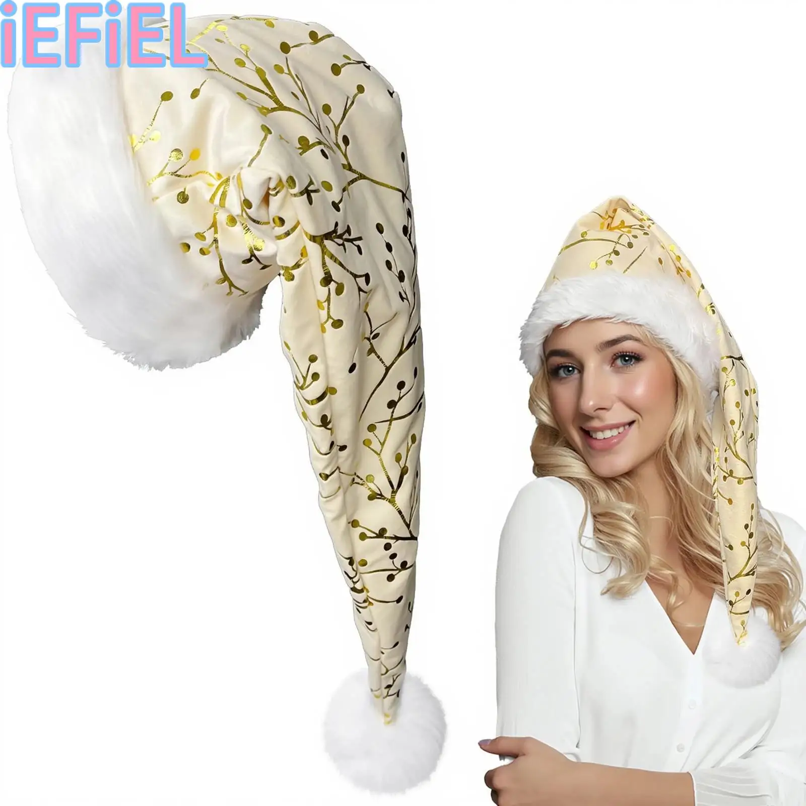 

Women Men Christmas Santa Hat Xmas Hat with Comfort Lining And Large Plush Brim Santa Cap for Unisex Christmas Dress-Up