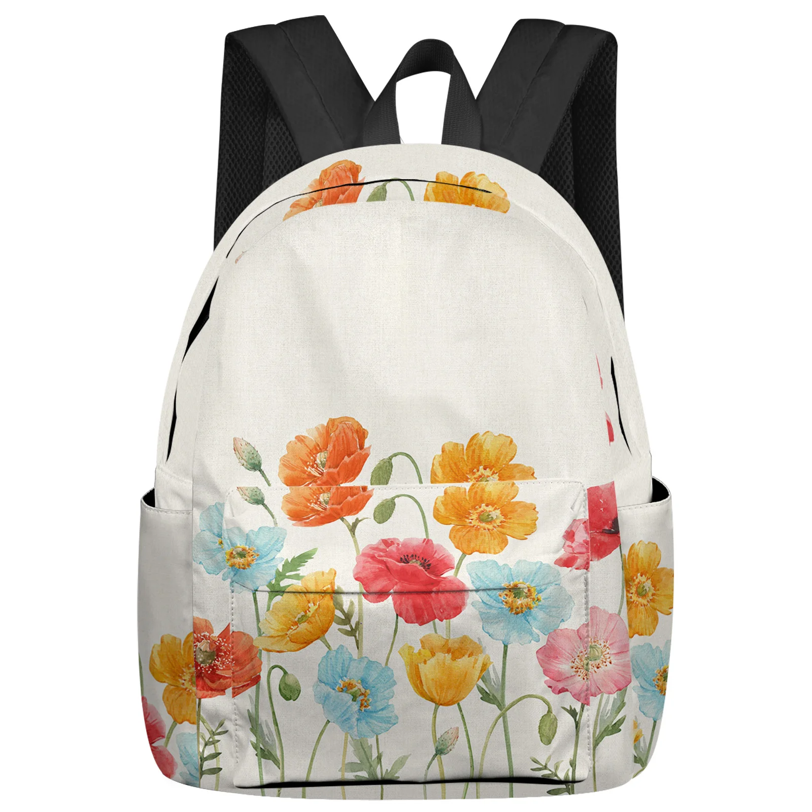 Watercolor Poppy Flower Backpack School Bags for Teenagers Girls Students Laptop Bag Women's Casual Travel Backpack