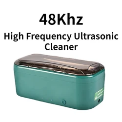 Portátil Máquina de lavar Ultrasonic, Óculos de Limpeza, Dentadura Jóias, Mini Banheira, Casa, Branco, 48Khz, 400ml