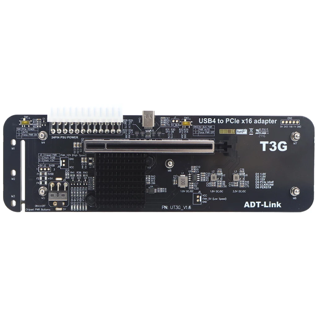 UT3G بطاقة الرسومات الخارجية USB4 إلى PCIe x16 eGPU محول PCIe4.0 X4 عرض النطاق الترددي ل Thunderbolt 3/4 لأجهزة الكمبيوتر المحمول NUC ITX STX