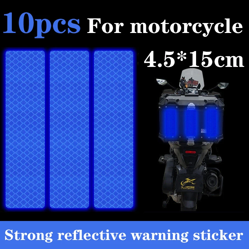 

10PCS Side Top Luggage Box Case Trunk Anti-collision Decorative Night Safety Warning Strip Motorcycle Reflective Sticker Strips