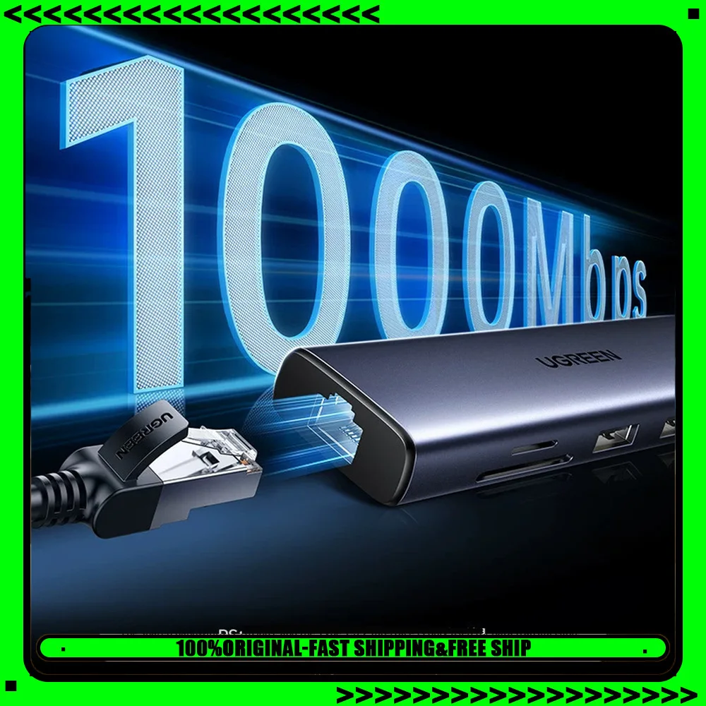 UGREEN CM512 35885 9-in-1 USB C Docking Station HDMI VGA Gigabit Ethernet 3 USB 3.0 SD TF 100W PD 1.5m Cable.