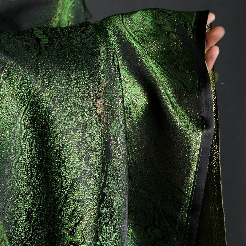 

Seaweed Green Gold-plated Jacquard Satin Fabric for DIY Chinese-style Cheongsam Suit Skirt Clothing