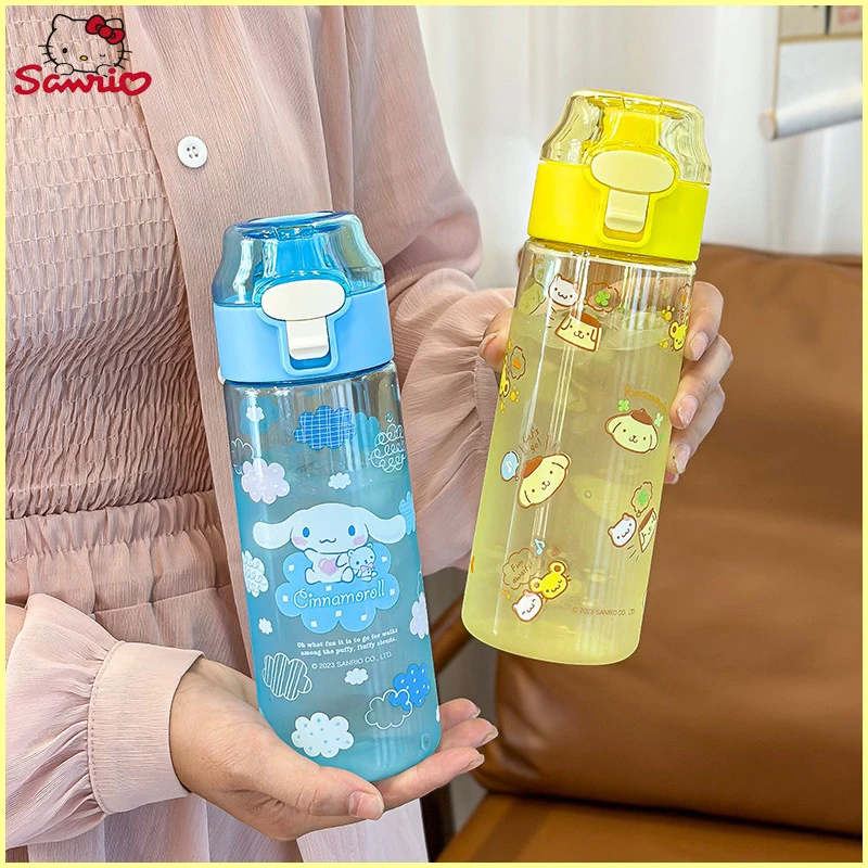 550ml Kawaii Sanrio Water Bottle Cinnamoroll Cartoon Anime Plastic Water Cup Sleeve Toys For Kids Kawaii Bottle Gift Water Cup