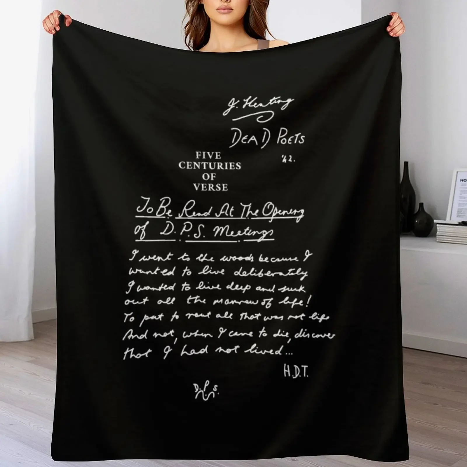 Dead Poets Society five centuries of verse black Throw Blanket Decorative Soft Throw Blanket for Couch Sofa