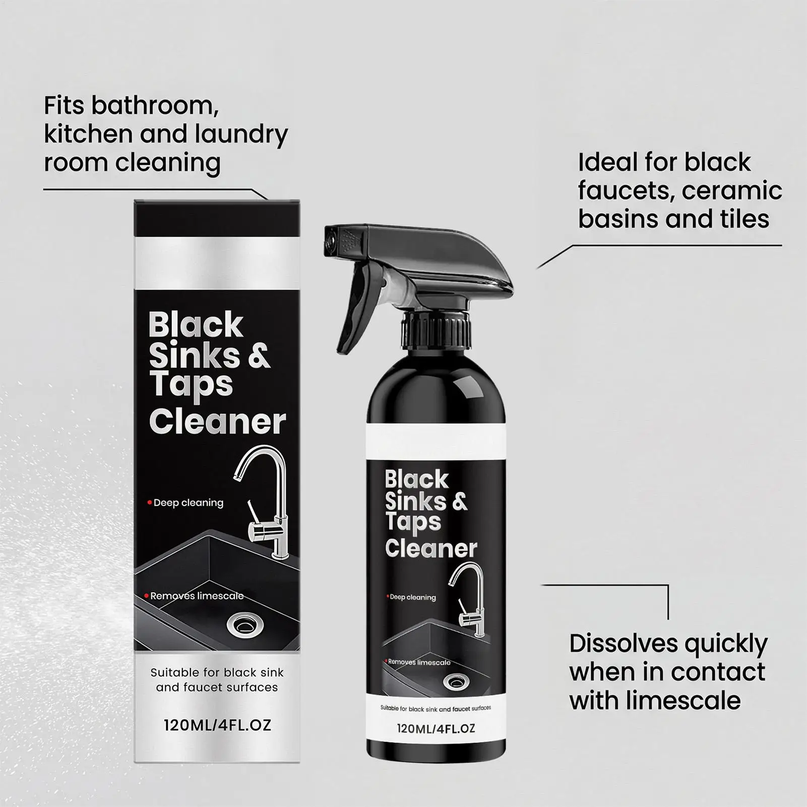 Hard Water Stain Remover 120ML Gloss Restorer Spray Hard Water Stain Rust Remover for Metal for Kitchen Bathroom Stainless Metal