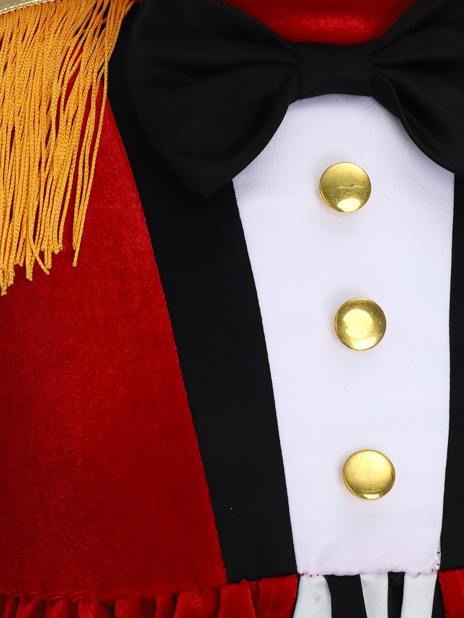 

Baby Boys Girls Circus Ringmaster Costume Halloween Cosplay Dress Long Sleeve Shoulder Tassels Epaulets Stripe Carnival Dress Up
