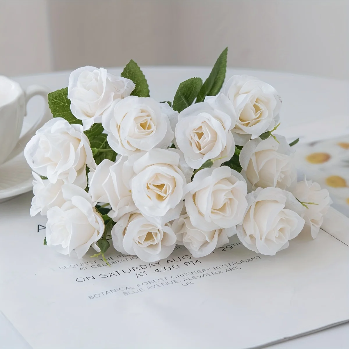 1 STÜCK 15 Köpfe Künstliche Blumen Seide Rose Brautstrauß Hochzeit Tisch Party Vase Festival Dekoration Zubehör Gefälschte Blumen – Detail 7