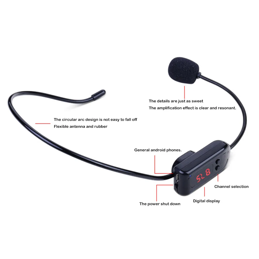 FM Wireless Microphone Mic System with Receiver 4