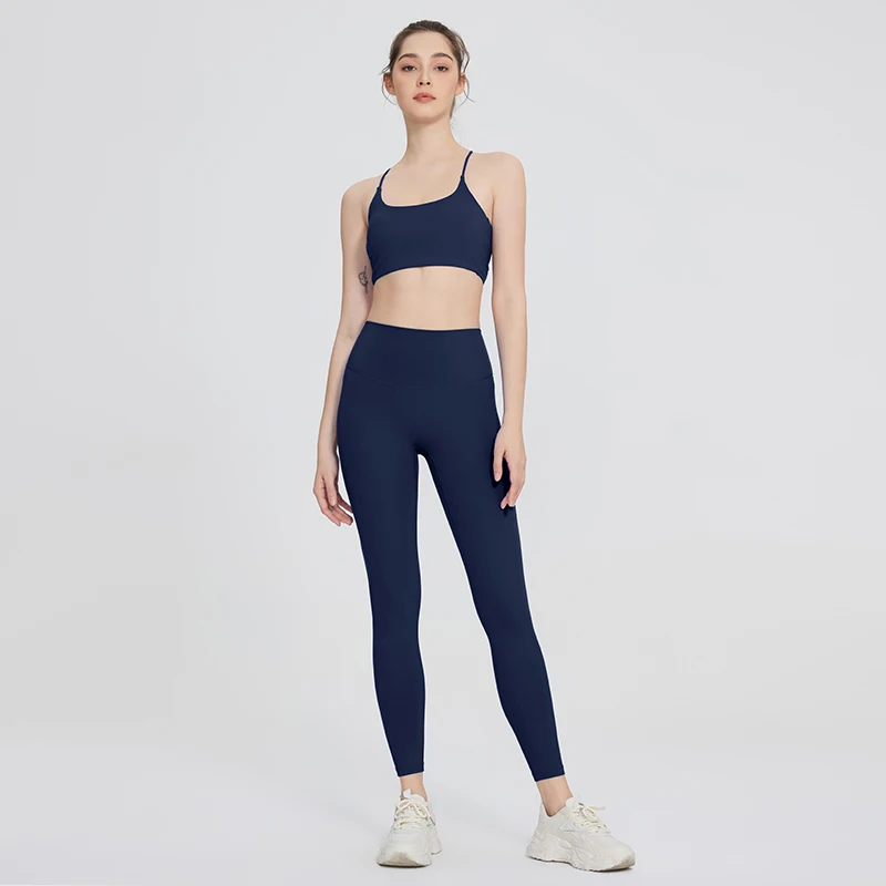 

2 Pieces Yoga Clothes Sets Gym Sports Set Fitness Suits Women Cross Back Bra Top High Waist Leggings Running Workout Tracksuit