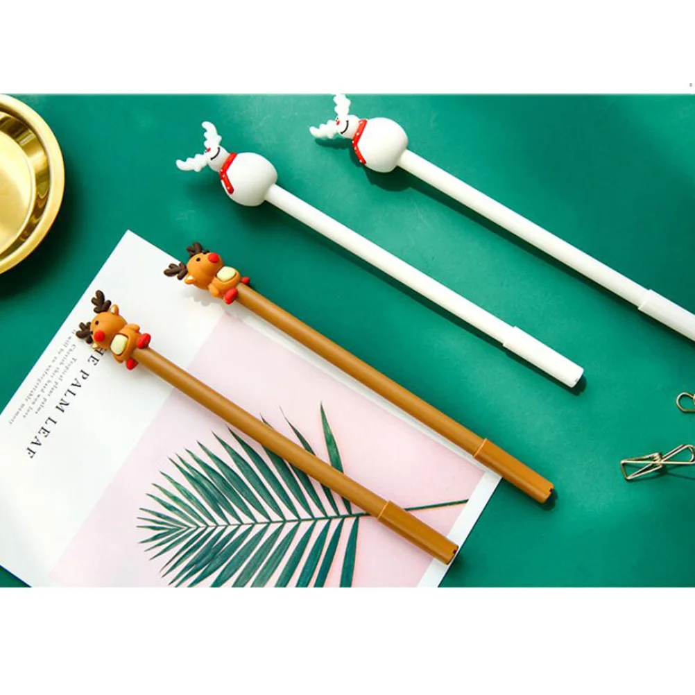 

6Pcs Christmas Students Stationery Black Pens Lovely Xmas Elements Writing Drawing Note Paper Lovely Gel Pens