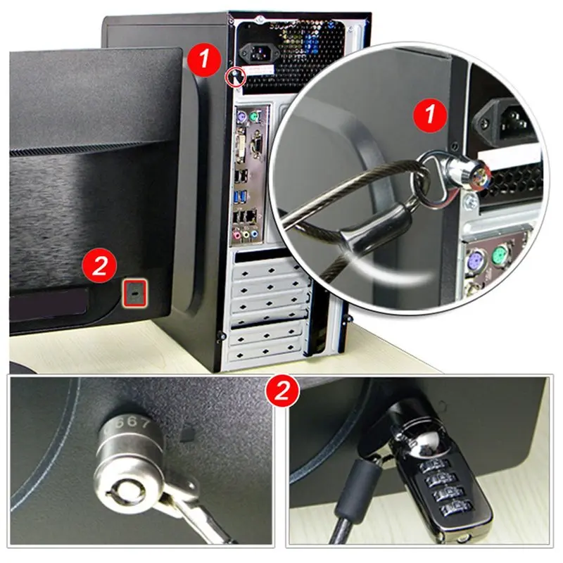 M01K 10X Desktop Computer Lock Computer Case Lock Anti-Theft Lock For Internet Cafe Office Management Lock
