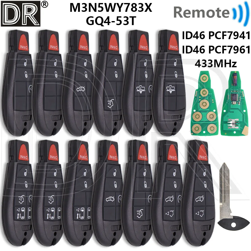 

Great 433MHz M3N5WY783X ID46 PCF7941 GQ4-53T PCF7961A Car Remote Key For Jeep Cherokee Chrysler Town & Country Dodge Caravan RAM