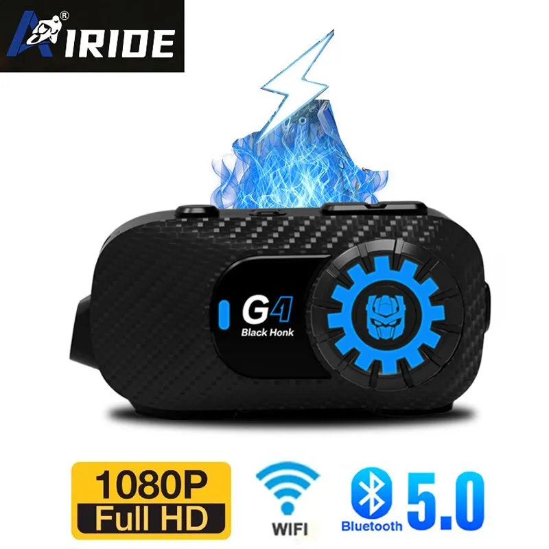 AIRIDE G4 Motorcycle Helmet Headset Bluetooth Intercom V5.1 Earphone WiFi 1080P DVR Lens Video Recorder Waterproof Music Sharing