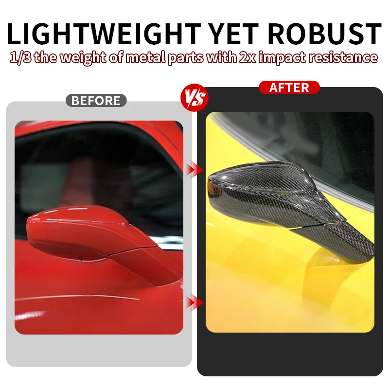 Lightweight Dry Carbon Fiber Rearview Mirror Housing Anti Scratch Fit 458