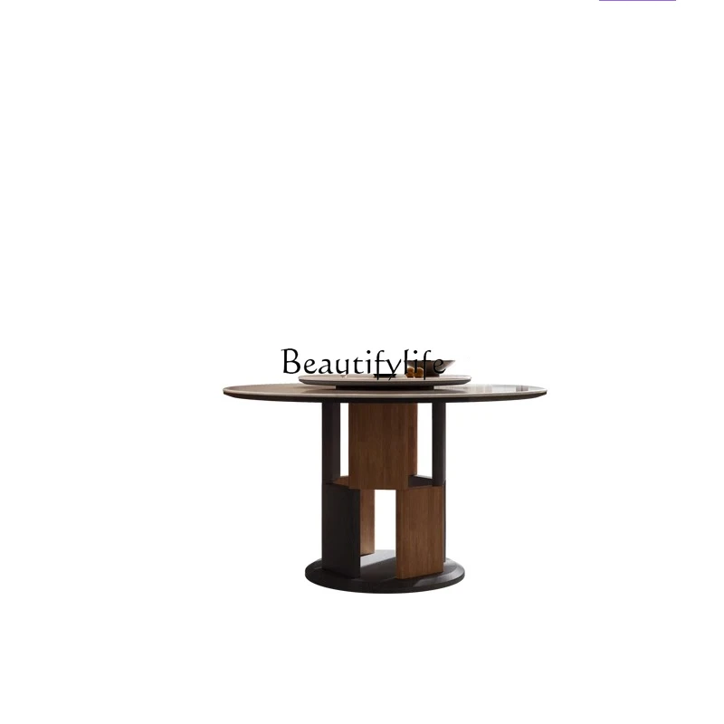 

Italian minimalist microcrystalline stone dining table, high-end round living room simple dining table