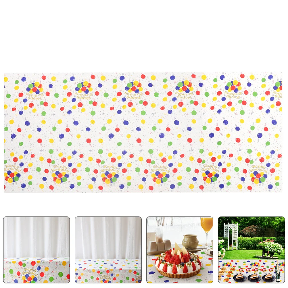 

2pcs Balloon Tablecloth Plastic Birthday Party Table Cloth Thickened Oil-Proof Cartoon Print For Kids Kindergarten Celebration