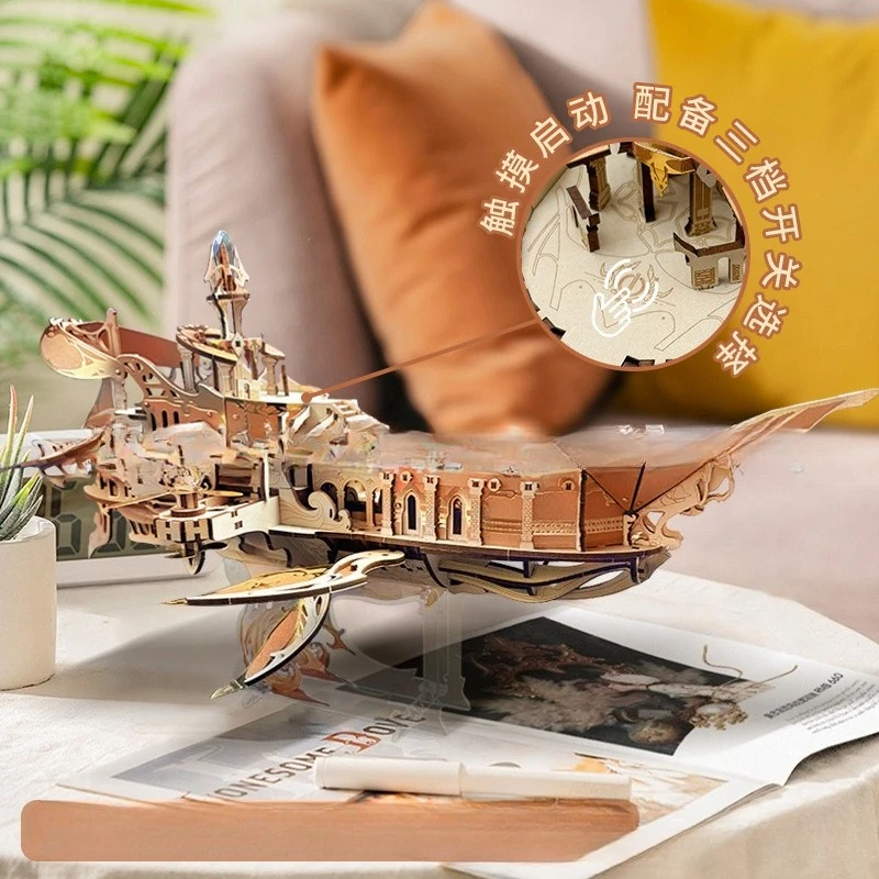 Whale spaceship assembly DIY movable handmade model 3D three-dimensional gift desktop decoration ornament