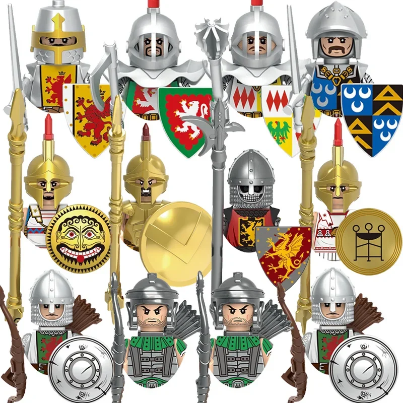 Kids Toys Middle Ages Ancient Greek Heavy Infantry Armored Knight Archer Military Figures Combat Equipment Model Boys Gifts