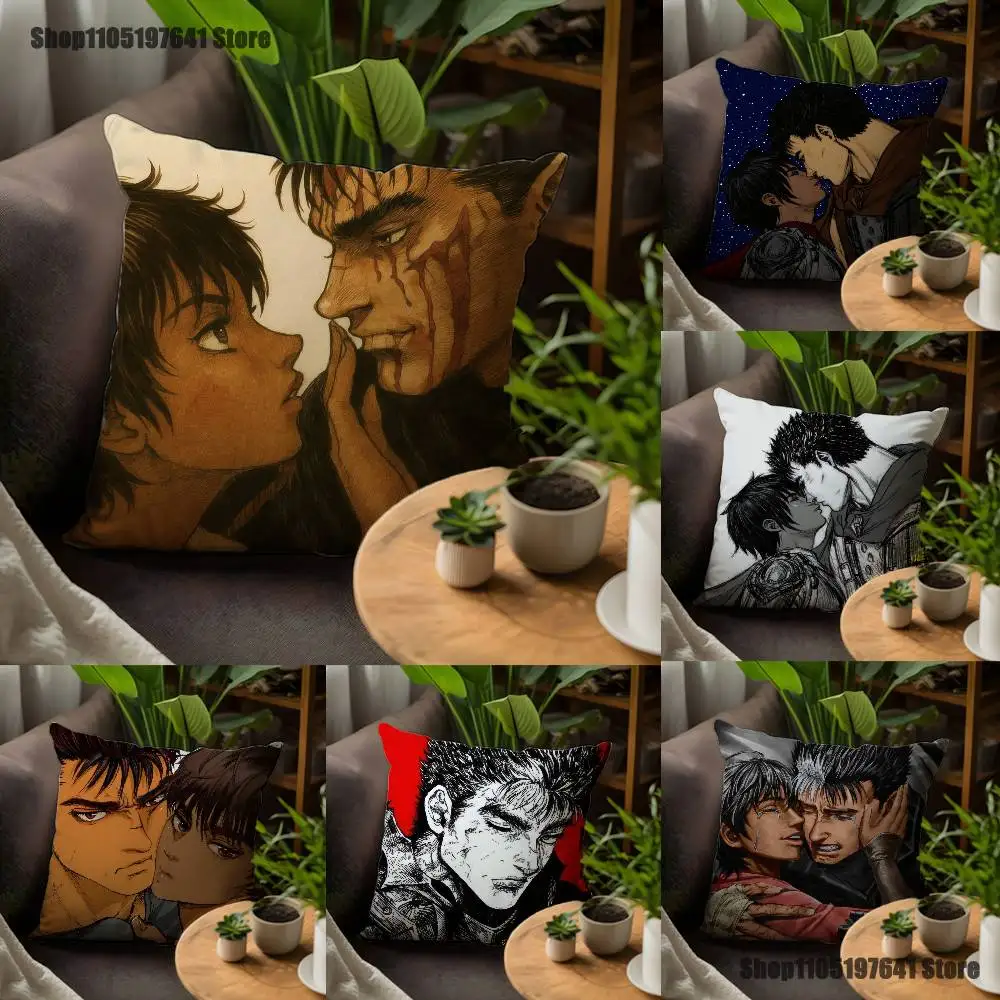 

Comic Cool B-Berserk-S Guts Casca Pillow Case For Sofa Decor Car Office Room Printing Cushion Cover Decorations and Protector