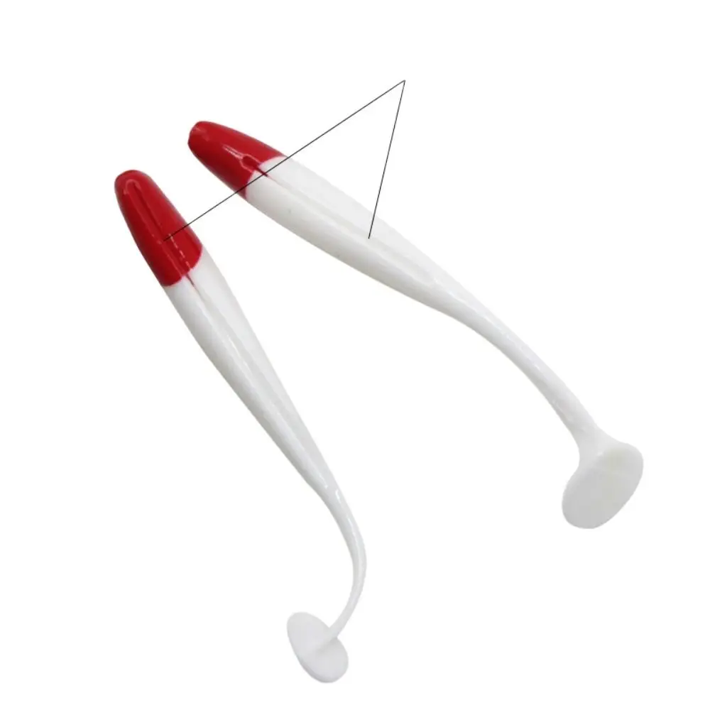 Silicone Carp Bass Red Head White Body 5.5/6.3/7/9/12cm T Tail Worm Soft Bait Flying Fishing Lure Fishing Lure Soft Lure