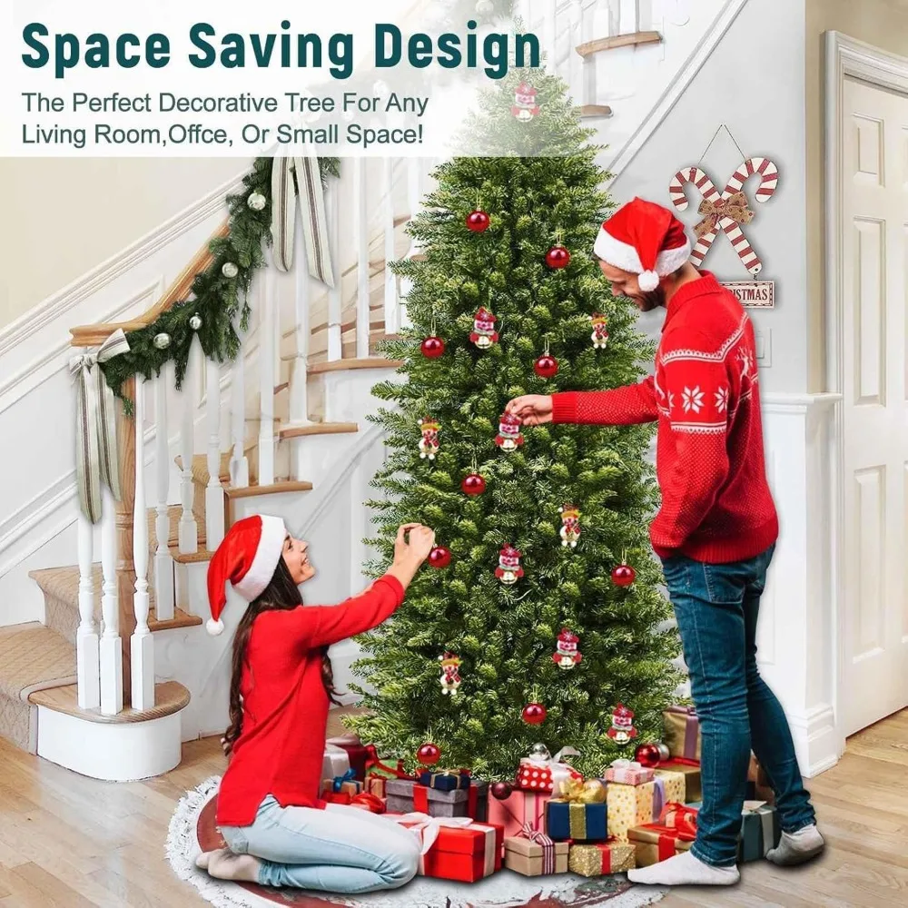 شجرة عيد الميلاد الاصطناعية مقاس 6.5 أقدام و38 بوصة مع 300 مصباح LED ثنائي اللون، 984 نصائح، ومؤقت لمدة 8 أشهر #6