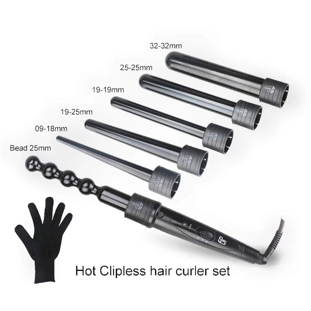 Multifunctional Tube-changing Curling Iron Six-in-one Head-changing Ceramic Curling Iron Wave Curling Iron Curling Set