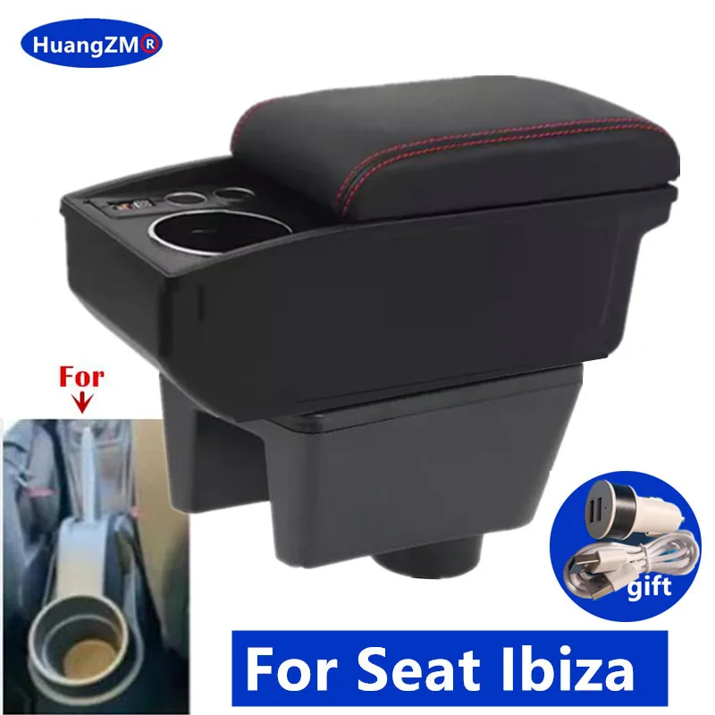 

For Seat Ibiza Armrest Box For Seat Ibiza 6j Ibiza 6L MK4 IV Car Armrest double-layer Storage Box Retrofit Car Accessories
