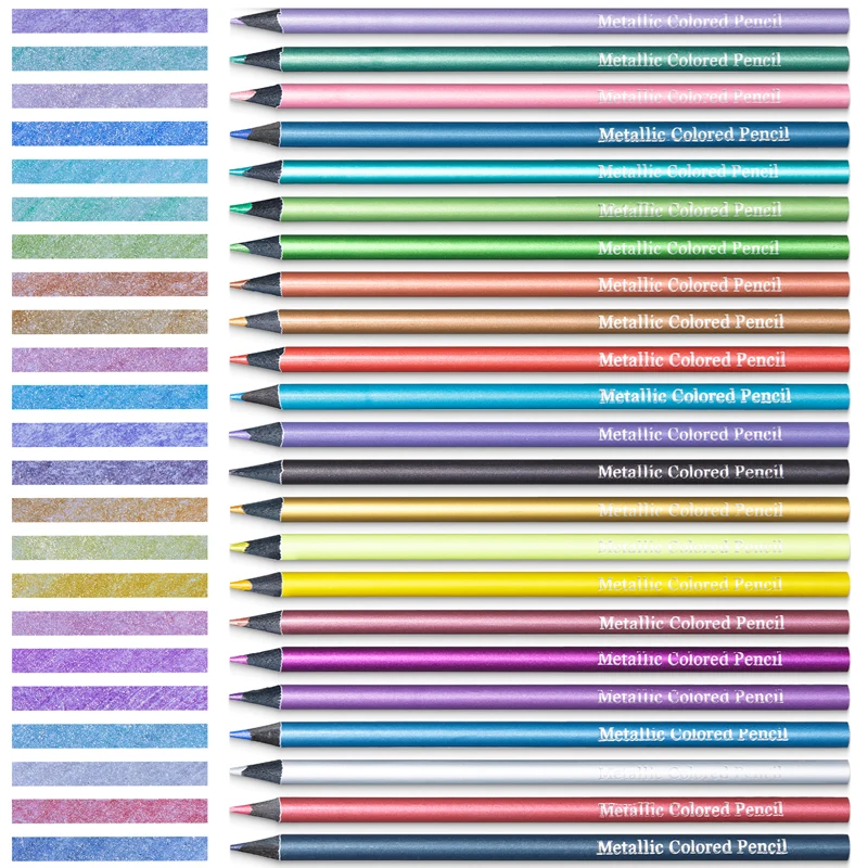 아티스트용 금속 컬러 연필, 드로잉 스케치 세트, 페인팅 컬러 연필, 미술 용품, 24 색 