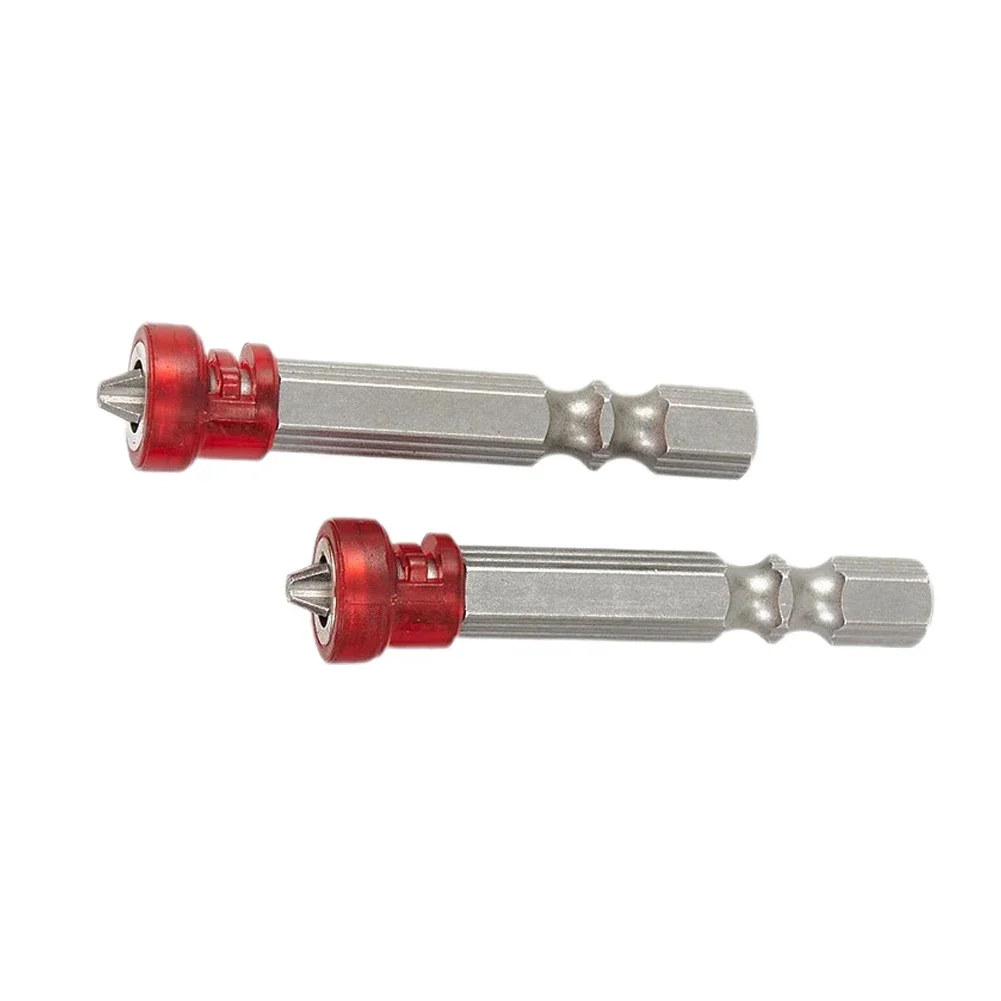 2pcs Magnetic Screwdriver Bit Single Head Hex Shank Cross Head PH2 1/4 Inch Hex Shank Screwdriver Bits Holder Ring Power Tools