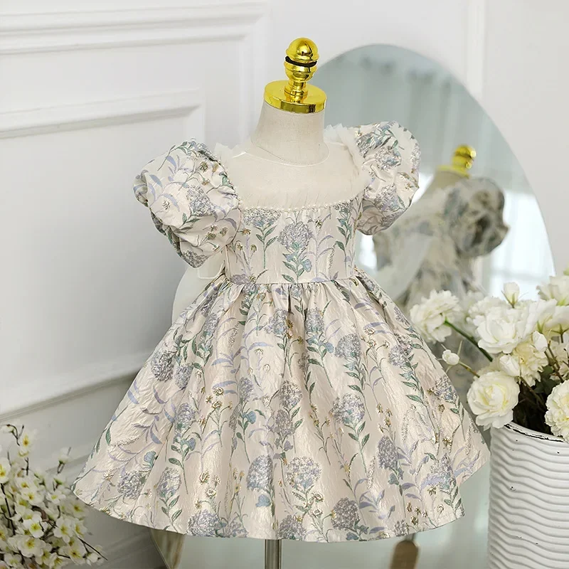 Luxury Embroidery Flower Baby Girl Dress For 1st Birthday Wedding Kids Elegant Evening Clothes Spanish Ceremony Prom 1-5 Years