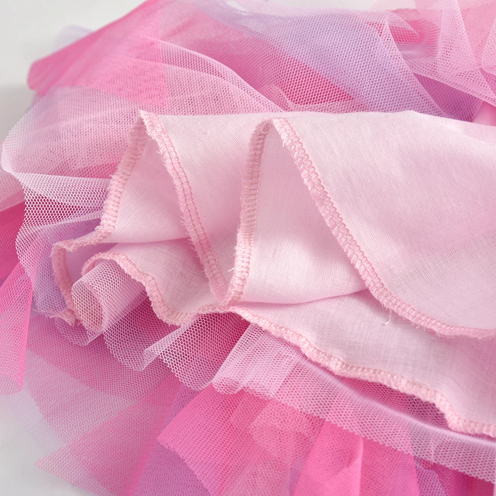 VIKITA Kids Princess Skirts Girls Irregular Layered Mesh Tulle Birthday Party Tutu Mini Skirts Girls Pink Casual Ballet Skirt