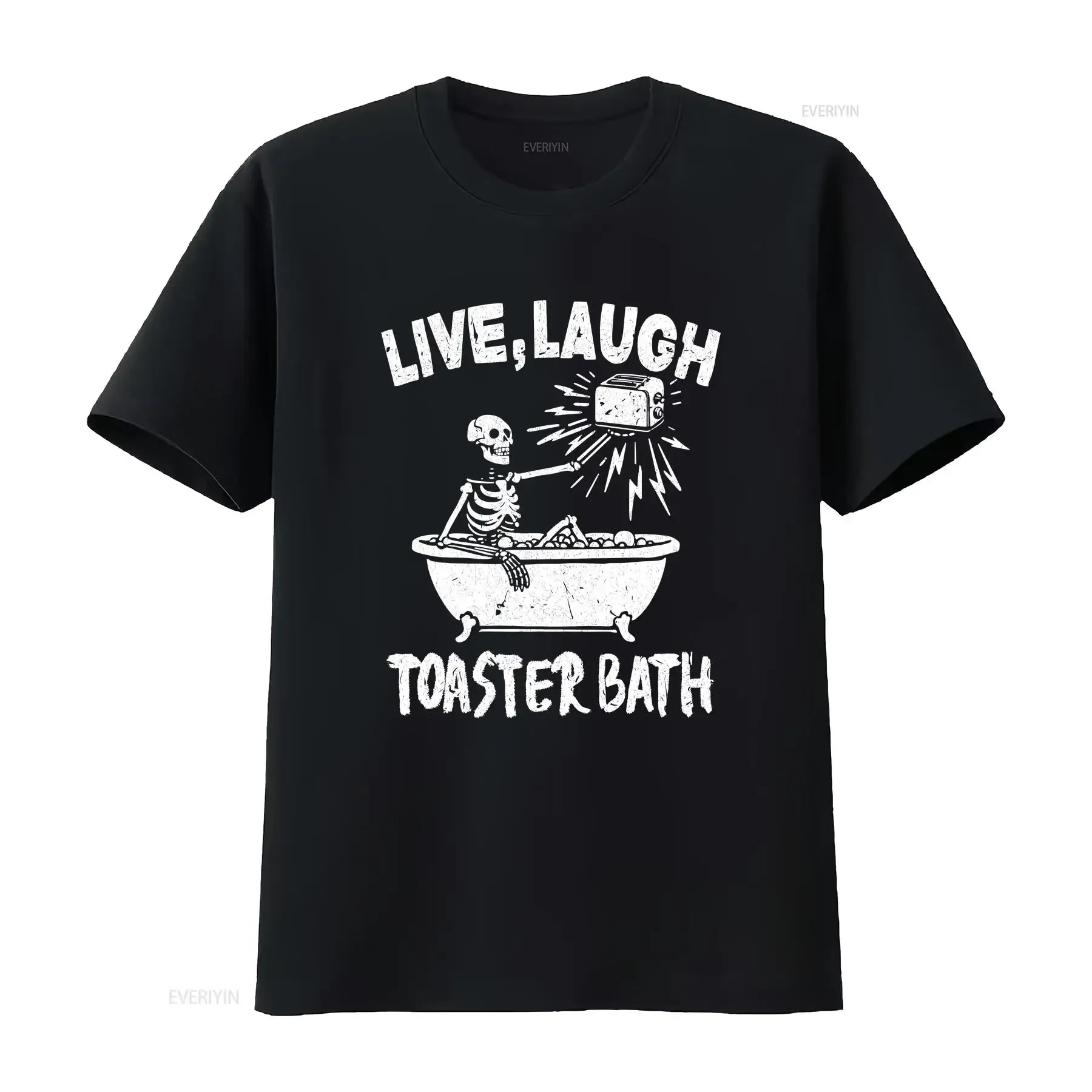 Live Laugh Toaster Bath T Shirt Dark Humor Funny Premium Ultra Soft long or short sleeves vintage Washed Casual Versatile