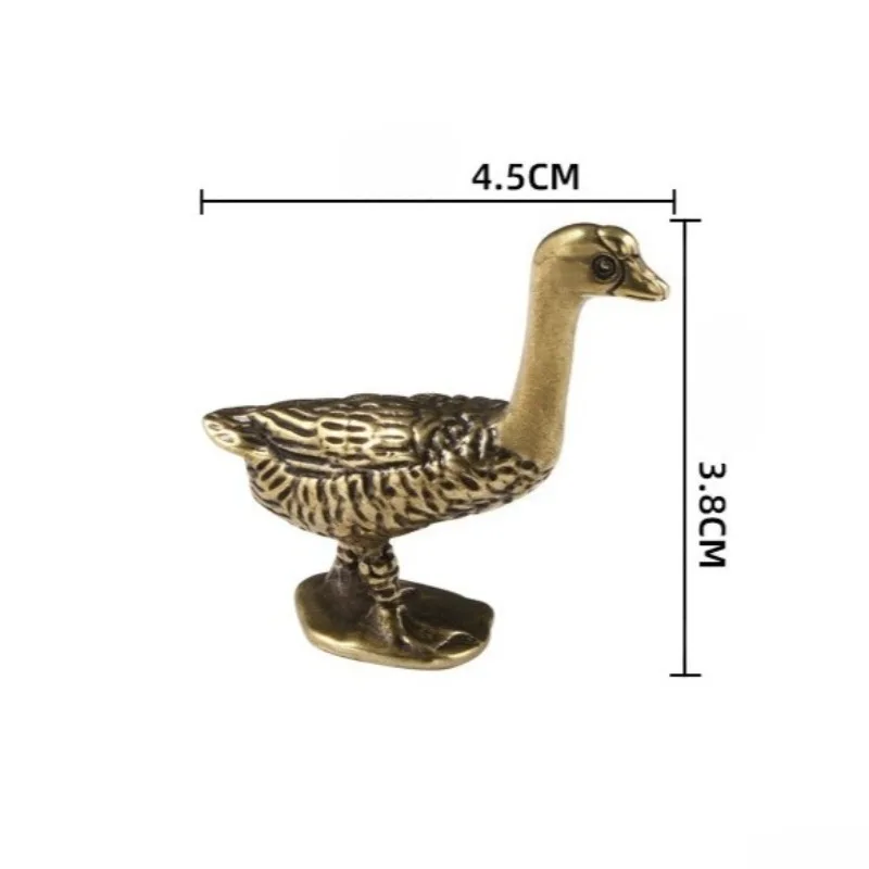 Desk Decor Creative Archaized Antiqued Duck Goose Brass Ornament Cute Animal Tea Pet Metal Craft Copper Artwork Home Decoration