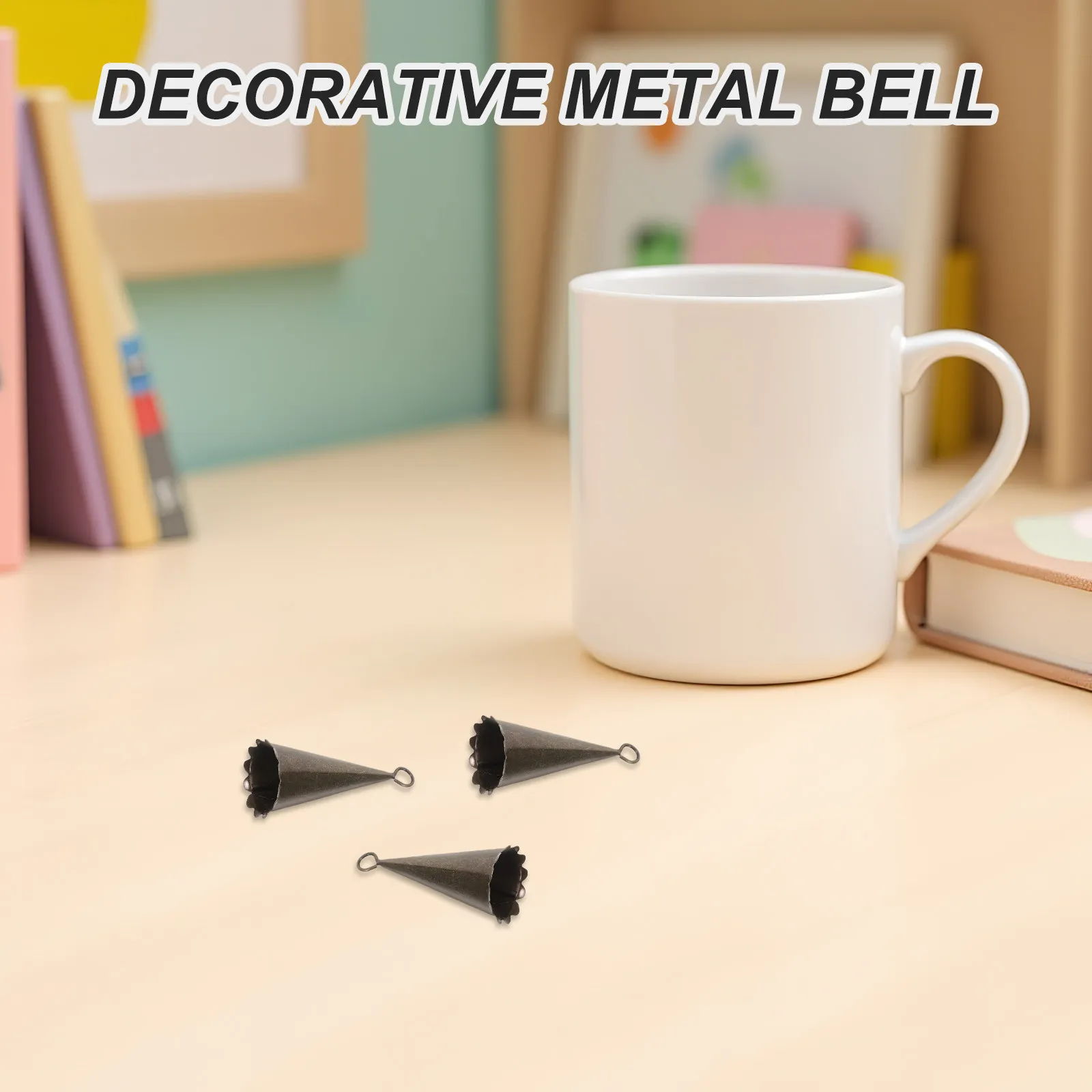 20Pcs Miniature Metal Bells Cone Trumpet Design Rounded Corners Safe Smooth Surface Tiny Craft Bells for Early Education Jewelry